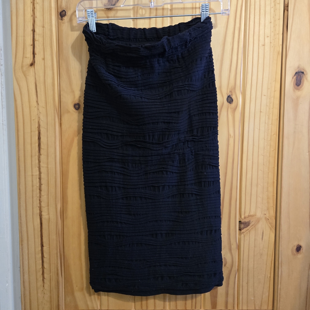 Bar III Elegant Black Ruched Black Pencil Skirt Size S/M
